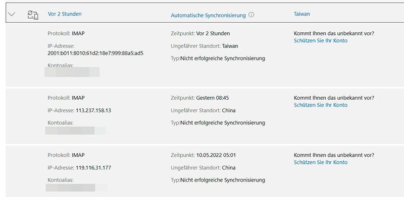 Nicht erfolgreiche Anmeldeversuche deuten auf Angriffe von Hackern hin. (Bild: Joos)