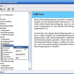 Die vordefinierten Berechtigungssätze sind nach den Einheiten Organisation, Computer und Benutzer gegliedert.