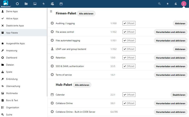 Installieren von zusätzlichen Apps in Nextcloud. (Joos)
