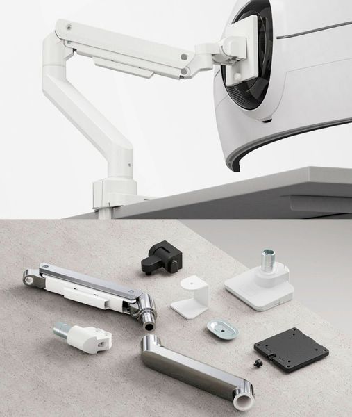 Die einzelnen Komponenten der Monitorhalterung Equip 650180 (Bild: Digital Data Communications)