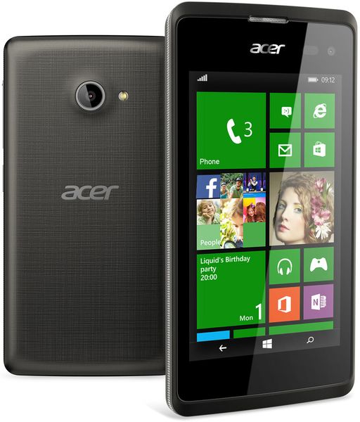Acers neues Windows Phone Liquid M220 ist ein Dual-Sim-Gerät mit 1 GB RAM, 8 GB Speicher und einem Dual-Core-Prozessor mit 1,2 Ghz. Das Display löst mit 800 x 480 Pixel auf und hat eine Diagonale von 4 Zoll. Eine 5 MP Kamera und ein 1300 mAh Akku runden das Gesamtpacket ab. (Bild: Acer)