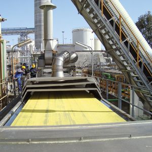 A proud two metres is the width measurement of a typical cooling belt for sulphur.
