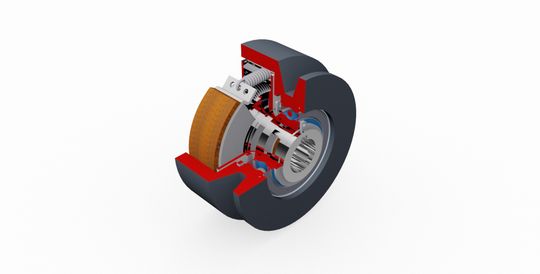 Construction of a centrifugal clutch with a pulley: The spring plays a key role in determining when the clutch engages.(Source:  Amsbeck Machine Technology)