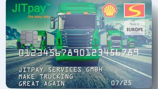 „Jitfuel“ nennt der Factoringanbieter Jitpay das Produkt seiner neuesten Kooperation mit Shell: eine Tankkarte mit den vielfältigen Vorteilen der Shell-Card, wie Parken, Waschen, Reparatur oder Reinigung eines Trucks. (Jitpay)