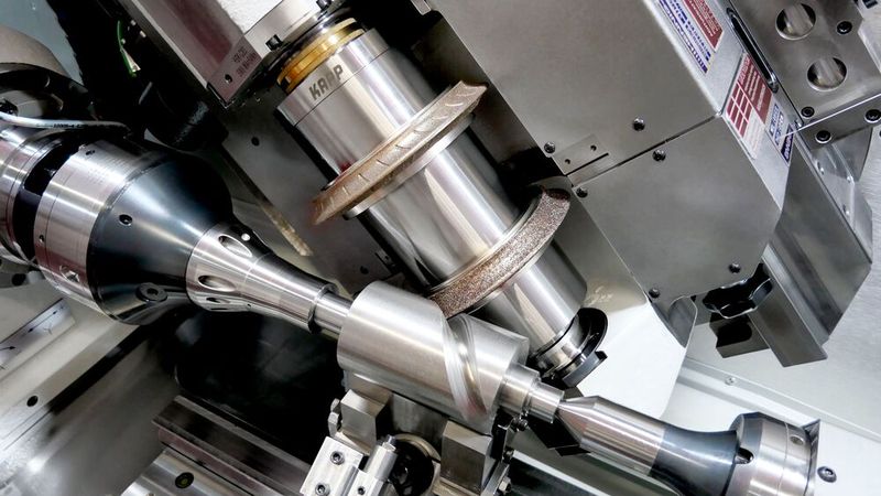 So muss man sich das Schleifen aus dem Vollen mit zwei Pro-Schleifscheiben per Schruppen bei Kapp Niles vorstellen. Es geht übrigens auch mit drei Schleifscheiben! (Bild: Kapp Niles)