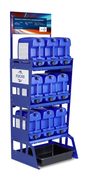  Kfz-Betriebe unterstützt FUCHS mit einem breiten Angebot an sinnvoller und praktischer Werkstattausrüstung, beispielsweise mit Equipment zum fachgerechten Lagern von Schmierstoffen. (Bild: FUCHS LUBRICANTS GERMANY GmbH)