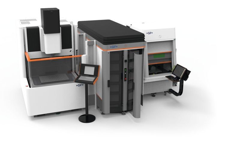 Le Work Partner 1 + maximise la capacité du magasin pour le chargement et le déchargement des pièces et des électrodes tout en conservant un espace au sol précieux. (GF Machining Solutions)