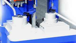 Darstellung des Werkzeugeinbauraumes, links der Drehtisch mit vier Gesenken. (Archiv: Vogel Business Media)