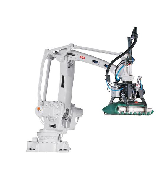 Der Klemmgreifer ist für den IRB optimal geeignet für das Handhaben von Kisten und Behältern. (Bild: ABB Automation)