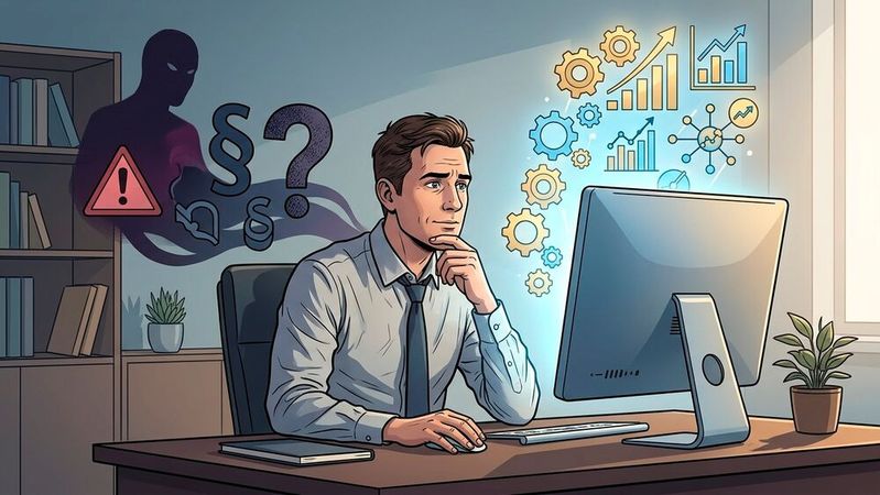 KI zwischen Fortschritt und Sorge: Viele Unternehmen nutzen die Technologie bereits – zugleich wachsen Bedenken wegen Regulierung, Jobs und Wettbewerbsdruck.(Bild:  Gemini / KI-generiert)