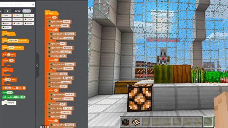 Die Code-Builder-Erweiterung für Minecraft soll den Einstieg ins Programmieren erleichtern. (Microsoft)