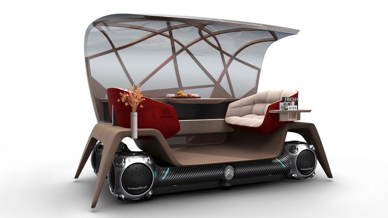 „Wander Café“ ist ein Open-Air-Pod, der zwei Passagieren ein spezielles Geschmackserlebnis mit kalten Speisen und Getränken bietet. (Bild: Autoren-Union Mobilität/Citroën)