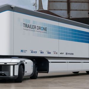 Die Trailer Drone soll mit einer Betankung 1000 Kilometer schaffen.(Bild:  Hyundai)