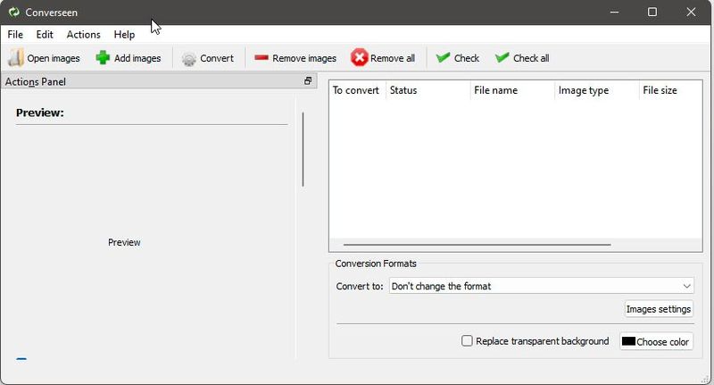 Converseen bietet eine moderne und aufgeräumte Oberfläche, die zudem leicht zu bedienen ist. (Bild: Joos (Screenshot))