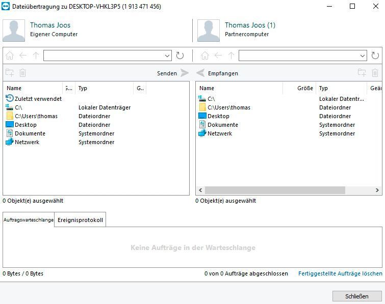 Der Datei-Explorer in TeamViewer. (Joos/TeamViewer)