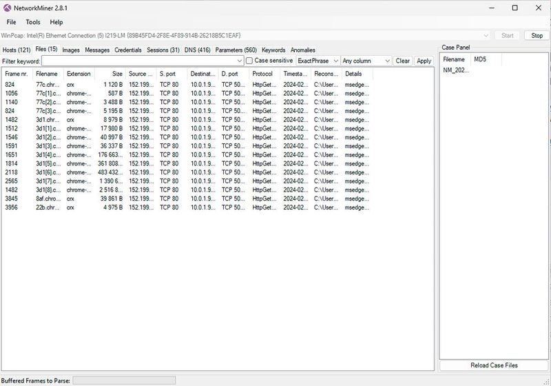 NetworkMiner liest spezielle Informationen, wie Kennwörter und andere Daten aus. (Bild: Joos - Netresec)