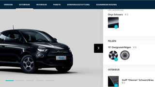 27.560 Euro soll der Fiat 500-E Passion laut dem Online-Konfigurator in der Basisausstattung kosten. Doch „Pflicht-Extras”, die der Handel anscheinend nachträglich dazubuchen muss, treiben den Preis nach oben. (Bild: Screenshot Fiat.de)