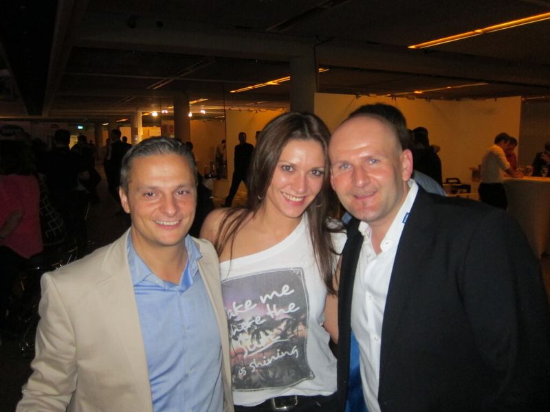 (v. l.) Pellegrino Spina, Avagotech mit Saskia Fay und Tom Kompes, Littlebit. (Vogel IT-Medien)