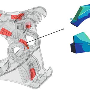Das Kerbspannungskonzept ist sehr rechenintensiv, deshalb wird oft an den als kritisch identifizierten Stellen ein Sub-Modell herausgeschnitten.(Bild:  Brand Engineering GmbH/Eigene Darstellung)
