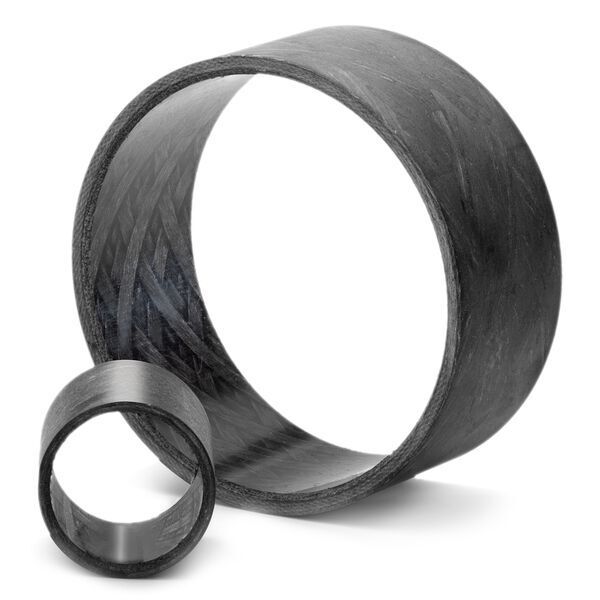 Fibre composite plain bearings consist of several composite layers (synthetic resin and fibers). The bearing material combines the mechanical properties of glass fibers with the tribological properties of high-strength thermoplastic and PTFE fibers, including epoxy resin.  (SKF)
