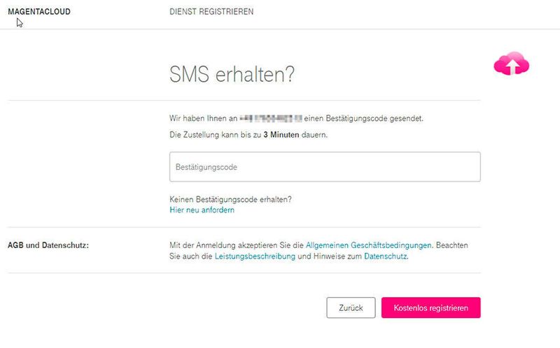 Freischalten von 15 GB kostenlosem Speicherplatz für MagentaCloud. (Joos)