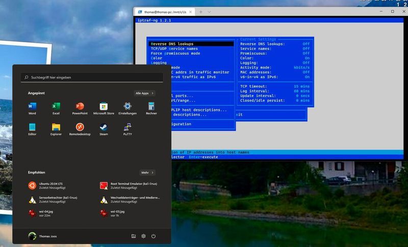 Das Linux-Tool Iptraf lässt sich auch in Windows nutzen. (Joos / Microsoft)