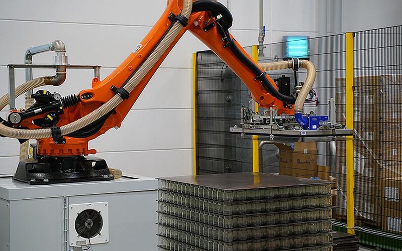 Opportunities for automation using robots can be found in all areas of manufacturing, such as in the palletizing of products.(Image: Koch Industrial Systems, LLC)