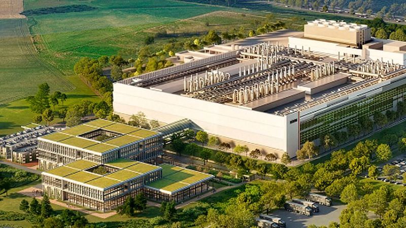 So soll die Fabrik in Dresden nach der Fertigstellung aussehen. ESMC fertigt dort Chips auf 12-Zoll-Wafern für die Automobil- und Industriebranche.(Bild:  ESMC)