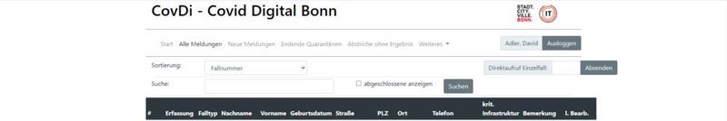 Die CovDi-Datenbank gibt schnelle Auskunft über alle erfassten Fälle  (Stadt Bonn)