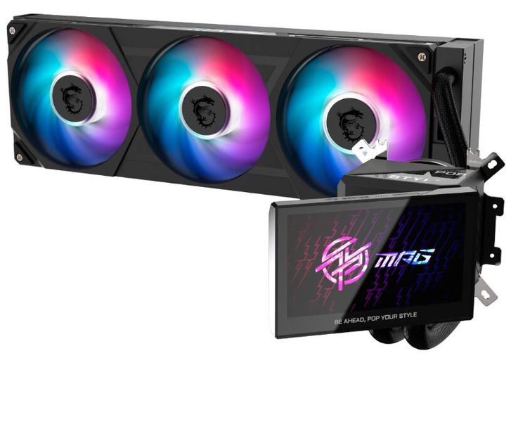 Die Flüssigkühler der MPG-Coreliquid P-Serie arbeiten mit dem neuartigen Hybrid-Flüssigkühlsystem von MSI uns sollen sich leicht montieren lassen. (Bild: MSI)