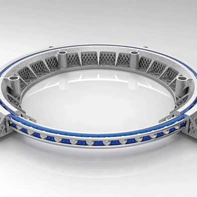 In some cases, the new additively manufactured lightweight bearings only reach
11 percent of the weight of comparable steel bearings. (Image:Rosswag Engineering)