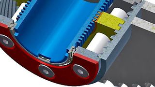 Die Bauart als Innengewindesteller mit stirnseitigem Motor und i=100:1. (Maul Konstruktionen)