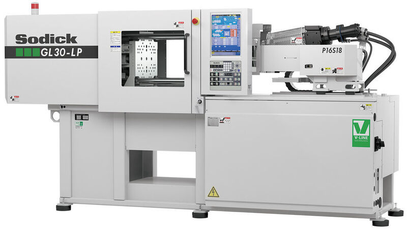 The  GL30A injection moulding machine comes equipped with Sodick’s V-Line, two-stage plunger injection system. (Sodick)