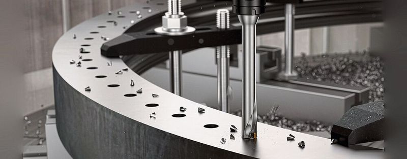 Le foret à plaquettes indexables CoroDrill DS20 offre fiabilité et prévisibilité avec une longue durée de vie pour le perçage de trous d'une profondeur de 4 à 7xD.  (Source : Sandvik Coromant)