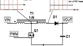 Bild 1: Bei einem Aufwärtswandler, dessen Induktivität einen Mittelabgriff besitzt, reduziert sich das Tastverhältnis (TI)