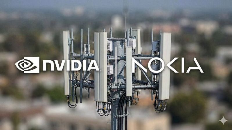 Nvidia steigt mit 1 Milliarde bei Nokia ein, um KI in Mobilfunknetze zu bringen.(Bild:  Logos: Nvidia/Nokia, Hintergrund: Google Gemini, Montage: mc/VGC)