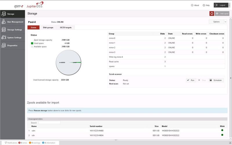 Die Einstellungen für den Pool-Status... (Bild: Open-E)
