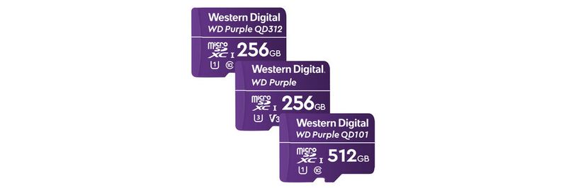 Die neue MicroSD-Karte Purple Ultra-Endurance von Western Digital bietet bis zu einem halben TB Speicherplatz.(Bild:  Western Digital)