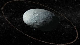 Der Zwergplanet Haumea ist nicht nur ungewöhnlich elliptisch, er besitzt auch einen Ring - eine Überraschung, mit der Forscher jenseits des Neptun nicht gerechnet haben. (IAA-CSIC/ UHU)