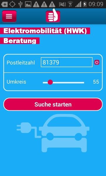 App eM Analyse: Reichweitenanalyse und e-Fahrzeug-Finder (Bild: Schaufenster Bayern-Sachsen)