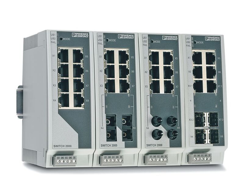 Die Geräte FL Switch 2200 und 2300 bieten Glasfaseranschlüsse mit verschiedenen LWL-Anschlussarten (SC, ST/BFOC, SFP) und Combo-Ports (RJ45- oder SFP-Port). (Phoenix Contact)