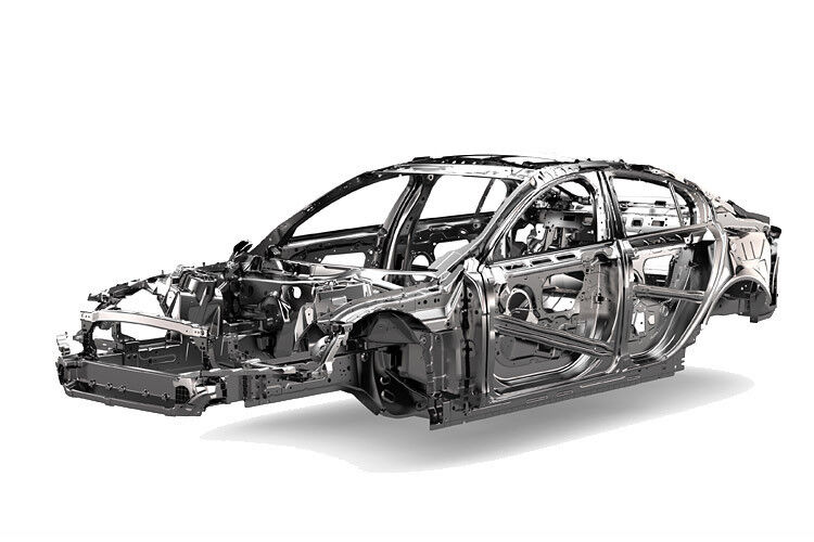 Die Karosserie des Jaguar XE wird aus Aluminium in „Monocoque“-Bauweise gefertigt. (Foto: Jaguar Land Rover)