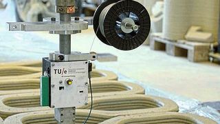 Jetzt, wo der Prototyp des neuen 3D-Beton-Druckers der TU/e fast fertig ist, ist es Zeit für den nächsten Schritt: die Zusammenarbeit mit der Bauindustrie. Auch in dieser Hinsicht will Van Beek mit seinem Know-how eine Rolle spielen. (TU/e; Van Beek)