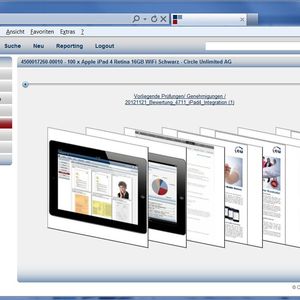 Cover-Flow-Darstellung von Dokumenten aus der digitalen Akte.