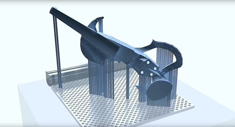 Konstruktion der 3Dvarius am Computer: Nach dem 24-stündigen Druck kam die E-Violine zur Aushärtung in einen UV-Ofen. (Bild: 3Dvarius)