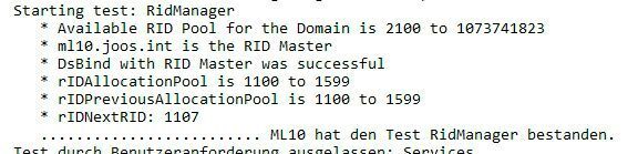 Die Funktion des RID-Masters kann in der Befehlszeile überprüft werden. (Microsoft / Joos)