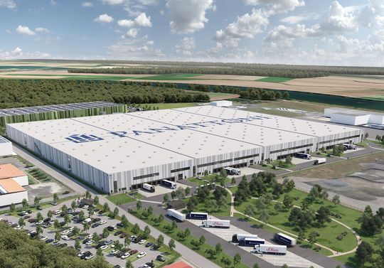 So wird das neue S.-Oliver-Logistikzentrum in der Nähe des unterfränkischen Weinortes Dettelbach aussehen – ein automatisierter Dreh- und Angelpunkt in Sachen Modegeschäft für ganz Europa.(Bild:  Panattoni)