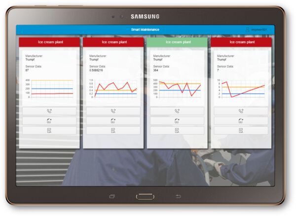 Bei Low Code handelt es sich um eine Entwicklungsumgebung für Software, die einfach übersetzt auf „wenig Code“ bzw. „wenig Programmierung“ basiert. Die spezielle Plattformkategorie verfolgt das Prinzip, dass Anwender ohne Programmierkenntnisse in die Lage versetzt werden, eigene Anwendungen zu erstellen. Simplifier ist eine Lösung zur Erstellung von Enterprise Apps. Egal, ob in der Fertigung, im Versorgerumfeld oder im IoT – Ihre Anforderungen lassen sich dank innovativer Technologie umsetzen und sind auch langfristig hinsichtlich Pflege und Erweiterbarkeit gesichert. Dabei können nicht nur bestehende Systemlandschaften, Maschinen und Anlagen integriert, sondern auch Applikationen geräte- und betriebssystemunabhängig ohne großen Programmieraufwand erstellt werden. Simplifier eignet sich demnach sowohl für die Digitalisierung interner Geschäftsprozesse, als auch für die Entwicklung neuer digitaler Geschäftsmodelle. Das im Bild gezeigte mit Simplifier erstellte Maintenance Dashboard dient zur Echtzeit-Überwachung von Maschinendaten und Anlagen. Mit diesem kann nicht nur der Status der Anlagen jederzeit nachvollzogen werden. Vielmehr lassen sich auch Schwellenwerte festlegen und Störmeldungen bei deren Überschreitungen auslösen. Push-Notifications werden auf Smartwatches, Tablets und/oder Smartphones gesendet. Es ist jederzeit möglich, aus einer Störmeldung heraus den Folgeprozess einer Instandhaltungsmaßnahme anzustoßen. (Bild: Simplifier)