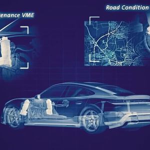 Mit den Fahrwerksdaten vieler Autos ließe sich Wartungsbedarf erkennen und man könnte Straßenzustandskarten erstellen.(Bild:  Porsche)