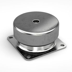 Im ersten Fall entkoppeln die für alle Umgebungen und Raumachsen geeigneten Schwingungsisolatoren vom Typ CM-VSC2-10-M10 den Wendelförderer wirksam von allen unerwünschten Vibrationen und sorgen für Ruhe.(Bild:  ACE)